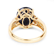 Bids.com 6.49 Carat Genuine Blue Sapphire and White Diamond 14K Yellow Gold Ring Rings White Smoke size 6.00,size 7.00,size 8.00