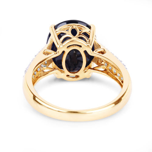 Bids.com 6.49 Carat Genuine Blue Sapphire and White Diamond 14K Yellow Gold Ring Rings White Smoke size 6.00,size 7.00,size 8.00