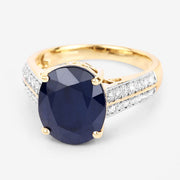 Bids.com 6.49 Carat Genuine Blue Sapphire and White Diamond 14K Yellow Gold Ring Rings Lavender size 6.00,size 7.00,size 8.00