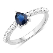 Bids.com 0.50 Carat Genuine Blue Sapphire 14K White Gold Ring Rings White Smoke size 6.00,size 7.00,size 8.00