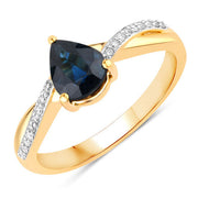 Bids.com 1.17 Carat Genuine Blue Sapphire and White Diamond 14K Yellow Gold Ring Rings White Smoke size 6.00,size 7.00,size 8.00