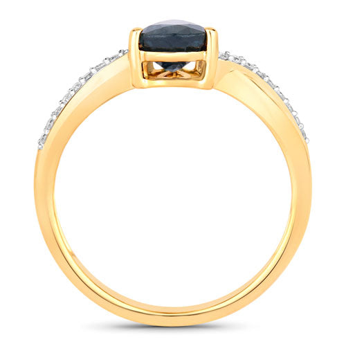 Bids.com 1.17 Carat Genuine Blue Sapphire and White Diamond 14K Yellow Gold Ring Rings White Smoke size 6.00,size 7.00,size 8.00