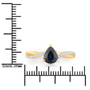 Bids.com 1.17 Carat Genuine Blue Sapphire and White Diamond 14K Yellow Gold Ring Rings White Smoke size 6.00,size 7.00,size 8.00