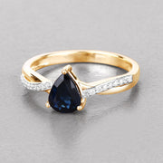 Bids.com 1.17 Carat Genuine Blue Sapphire and White Diamond 14K Yellow Gold Ring Rings Gray size 6.00,size 7.00,size 8.00
