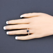 Bids.com 1.17 Carat Genuine Blue Sapphire and White Diamond 14K Yellow Gold Ring Rings Bisque size 6.00,size 7.00,size 8.00