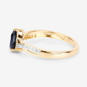 Bids.com 1.17 Carat Genuine Blue Sapphire and White Diamond 14K Yellow Gold Ring Rings White Smoke size 6.00,size 7.00,size 8.00