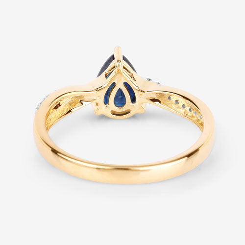 Bids.com 1.17 Carat Genuine Blue Sapphire and White Diamond 14K Yellow Gold Ring Rings White Smoke size 6.00,size 7.00,size 8.00