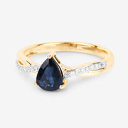 Bids.com 1.17 Carat Genuine Blue Sapphire and White Diamond 14K Yellow Gold Ring Rings White Smoke size 6.00,size 7.00,size 8.00