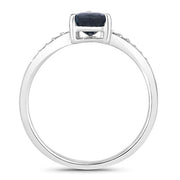 Bids.com 0.89 Carat Genuine Blue Sapphire and White Diamond 14K White Gold Ring Rings White Smoke size 6.00,size 7.00,size 8.00