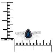 Bids.com 0.89 Carat Genuine Blue Sapphire and White Diamond 14K White Gold Ring Rings White Smoke size 6.00,size 7.00,size 8.00