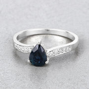 Bids.com 0.89 Carat Genuine Blue Sapphire and White Diamond 14K White Gold Ring Rings Gray size 6.00,size 7.00,size 8.00
