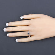 Bids.com 0.89 Carat Genuine Blue Sapphire and White Diamond 14K White Gold Ring Rings Wheat size 6.00,size 7.00,size 8.00