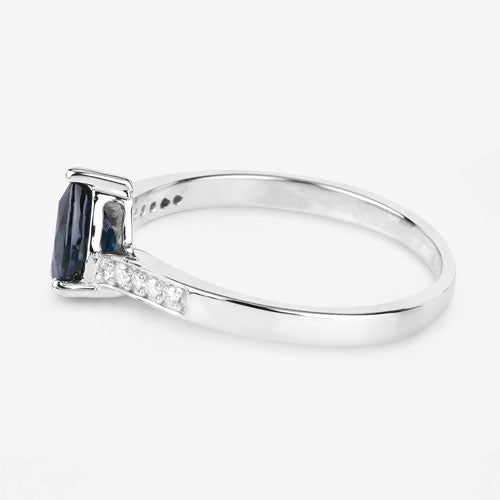 Bids.com 0.89 Carat Genuine Blue Sapphire and White Diamond 14K White Gold Ring Rings White Smoke size 6.00,size 7.00,size 8.00