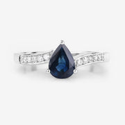 Bids.com 0.89 Carat Genuine Blue Sapphire and White Diamond 14K White Gold Ring Rings White Smoke size 6.00,size 7.00,size 8.00
