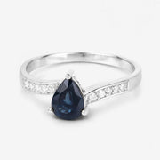 Bids.com 0.89 Carat Genuine Blue Sapphire and White Diamond 14K White Gold Ring Rings White Smoke size 6.00,size 7.00,size 8.00