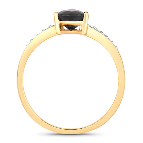 Bids.com 0.89 Carat Genuine Blue Sapphire and White Diamond 14K Yellow Gold Ring Rings White Smoke size 6.00,size 7.00,size 8.00