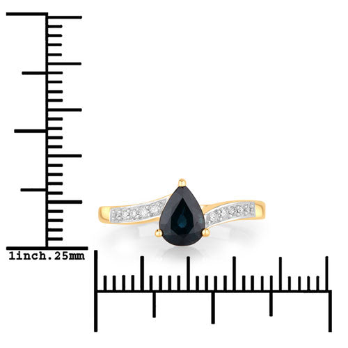 Bids.com 0.89 Carat Genuine Blue Sapphire and White Diamond 14K Yellow Gold Ring Rings White Smoke size 6.00,size 7.00,size 8.00