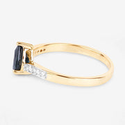 Bids.com 0.89 Carat Genuine Blue Sapphire and White Diamond 14K Yellow Gold Ring Rings White Smoke size 6.00,size 7.00,size 8.00