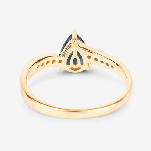 Bids.com 0.89 Carat Genuine Blue Sapphire and White Diamond 14K Yellow Gold Ring Rings White Smoke size 6.00,size 7.00,size 8.00