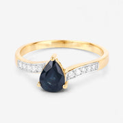 Bids.com 0.89 Carat Genuine Blue Sapphire and White Diamond 14K Yellow Gold Ring Rings White Smoke size 6.00,size 7.00,size 8.00