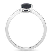 Bids.com 0.86 Carat Genuine Blue Sapphire and White Diamond 14K White Gold Ring Rings White Smoke size 6.00,size 7.00,size 8.00