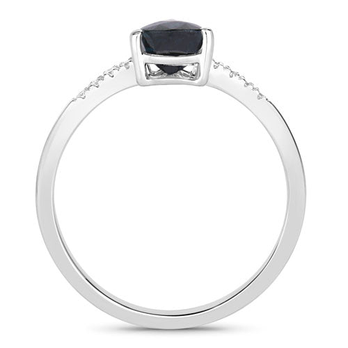 Bids.com 0.86 Carat Genuine Blue Sapphire and White Diamond 14K White Gold Ring Rings White Smoke size 6.00,size 7.00,size 8.00