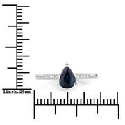 Bids.com 0.86 Carat Genuine Blue Sapphire and White Diamond 14K White Gold Ring Rings White Smoke size 6.00,size 7.00,size 8.00
