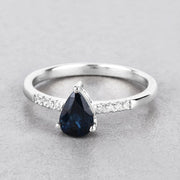 Bids.com 0.86 Carat Genuine Blue Sapphire and White Diamond 14K White Gold Ring Rings Gray size 6.00,size 7.00,size 8.00