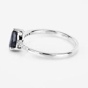 Bids.com 0.86 Carat Genuine Blue Sapphire and White Diamond 14K White Gold Ring Rings White Smoke size 6.00,size 7.00,size 8.00