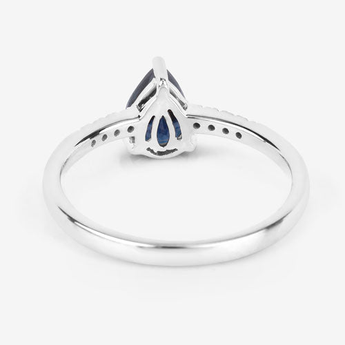 Bids.com 0.86 Carat Genuine Blue Sapphire and White Diamond 14K White Gold Ring Rings White Smoke size 6.00,size 7.00,size 8.00