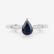Bids.com 0.86 Carat Genuine Blue Sapphire and White Diamond 14K White Gold Ring Rings White Smoke size 6.00,size 7.00,size 8.00