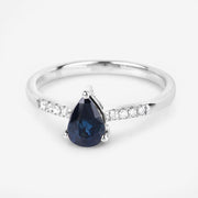 Bids.com 0.86 Carat Genuine Blue Sapphire and White Diamond 14K White Gold Ring Rings White Smoke size 6.00,size 7.00,size 8.00