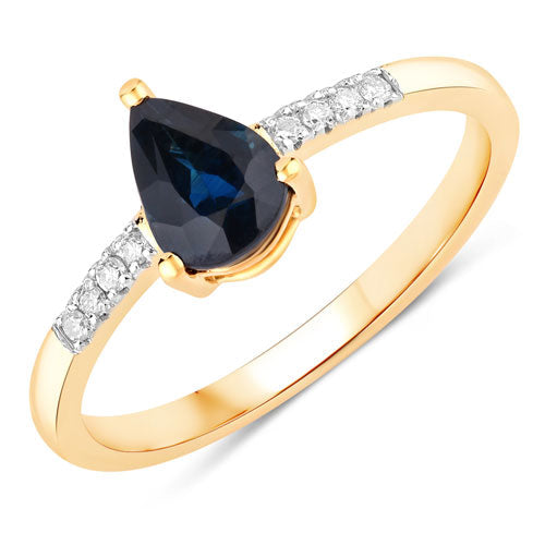 Bids.com 0.86 Carat Genuine Blue Sapphire and White Diamond 14K Yellow Gold Ring Rings White Smoke size 6.00,size 7.00,size 8.00