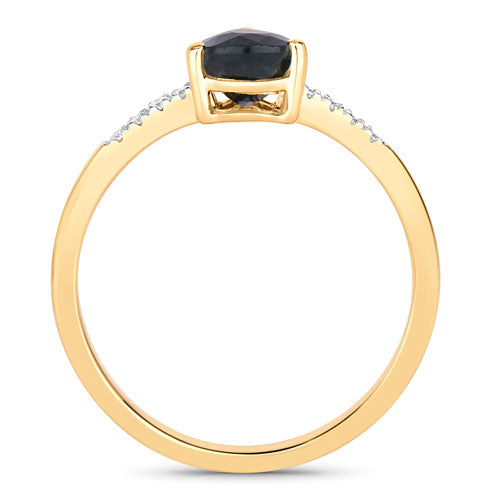 Bids.com 0.86 Carat Genuine Blue Sapphire and White Diamond 14K Yellow Gold Ring Rings White Smoke size 6.00,size 7.00,size 8.00