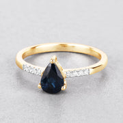 Bids.com 0.86 Carat Genuine Blue Sapphire and White Diamond 14K Yellow Gold Ring Rings Light Gray size 6.00,size 7.00,size 8.00
