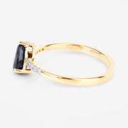 Bids.com 0.86 Carat Genuine Blue Sapphire and White Diamond 14K Yellow Gold Ring Rings White Smoke size 6.00,size 7.00,size 8.00