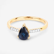 Bids.com 0.86 Carat Genuine Blue Sapphire and White Diamond 14K Yellow Gold Ring Rings White Smoke size 6.00,size 7.00,size 8.00