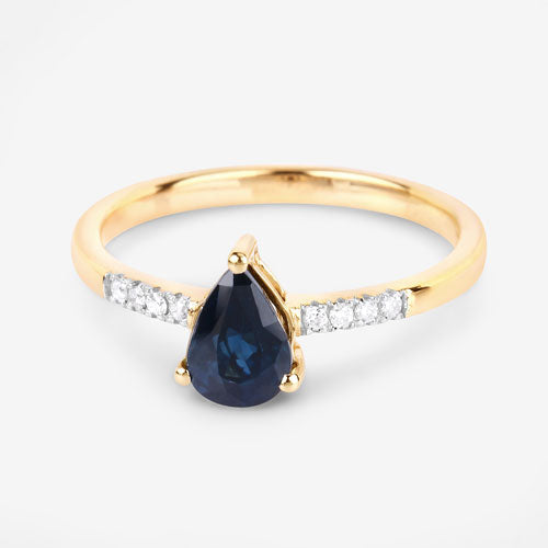 Bids.com 0.86 Carat Genuine Blue Sapphire and White Diamond 14K Yellow Gold Ring Rings White Smoke size 6.00,size 7.00,size 8.00