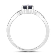 Bids.com 1.14 Carat Genuine Blue Sapphire and White Diamond 14K White Gold Ring Rings White Smoke size 6.00,size 7.00,size 8.00