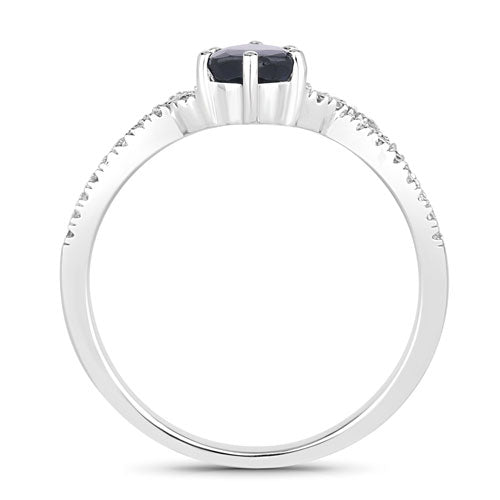 Bids.com 1.14 Carat Genuine Blue Sapphire and White Diamond 14K White Gold Ring Rings White Smoke size 6.00,size 7.00,size 8.00