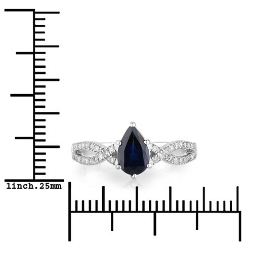 Bids.com 1.14 Carat Genuine Blue Sapphire and White Diamond 14K White Gold Ring Rings White Smoke size 6.00,size 7.00,size 8.00