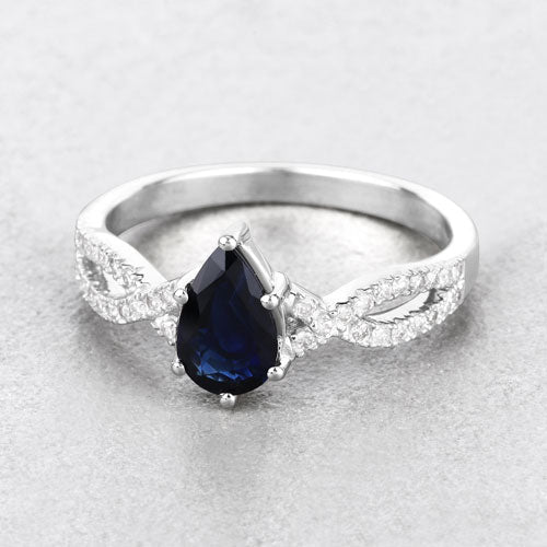 Bids.com 1.14 Carat Genuine Blue Sapphire and White Diamond 14K White Gold Ring Rings Light Gray size 6.00,size 7.00,size 8.00