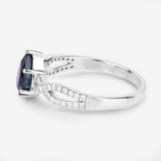 Bids.com 1.14 Carat Genuine Blue Sapphire and White Diamond 14K White Gold Ring Rings White Smoke size 6.00,size 7.00,size 8.00