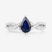 Bids.com 1.14 Carat Genuine Blue Sapphire and White Diamond 14K White Gold Ring Rings White Smoke size 6.00,size 7.00,size 8.00