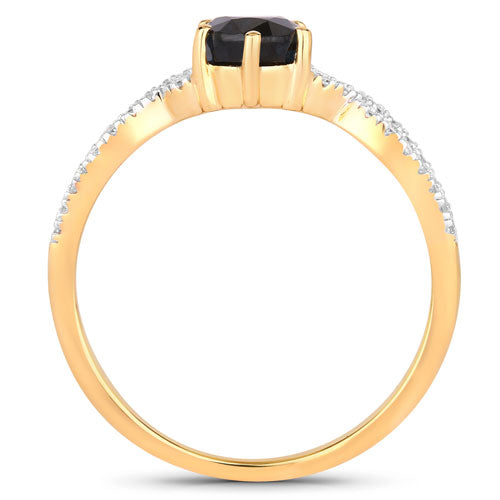 Bids.com 1.14 Carat Genuine Blue Sapphire and White Diamond 14K Yellow Gold Ring Rings White Smoke size 6.00,size 7.00,size 8.00