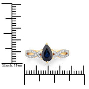 Bids.com 1.14 Carat Genuine Blue Sapphire and White Diamond 14K Yellow Gold Ring Rings White Smoke size 6.00,size 7.00,size 8.00