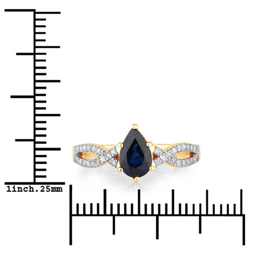 Bids.com 1.14 Carat Genuine Blue Sapphire and White Diamond 14K Yellow Gold Ring Rings White Smoke size 6.00,size 7.00,size 8.00