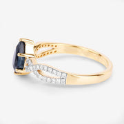Bids.com 1.14 Carat Genuine Blue Sapphire and White Diamond 14K Yellow Gold Ring Rings White Smoke size 6.00,size 7.00,size 8.00