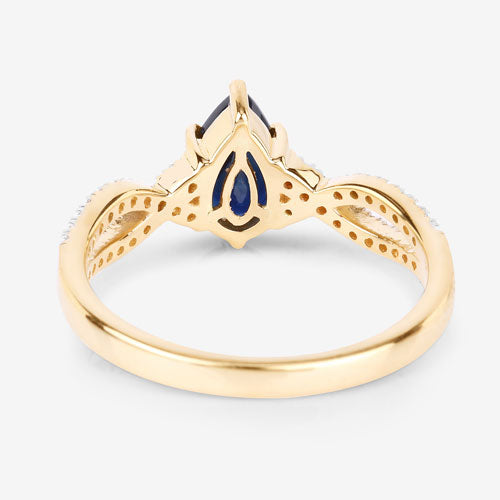 Bids.com 1.14 Carat Genuine Blue Sapphire and White Diamond 14K Yellow Gold Ring Rings White Smoke size 6.00,size 7.00,size 8.00