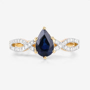 Bids.com 1.14 Carat Genuine Blue Sapphire and White Diamond 14K Yellow Gold Ring Rings White Smoke size 6.00,size 7.00,size 8.00